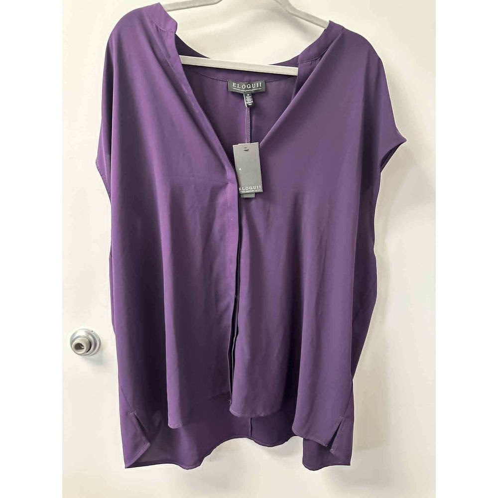 Eloquii Purple V-Neck Hi-Low Tunic Top Blouse‎ Flowy Plus Size 24